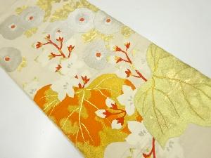 アンティーク　菊桐模様織出し袋帯（材料）